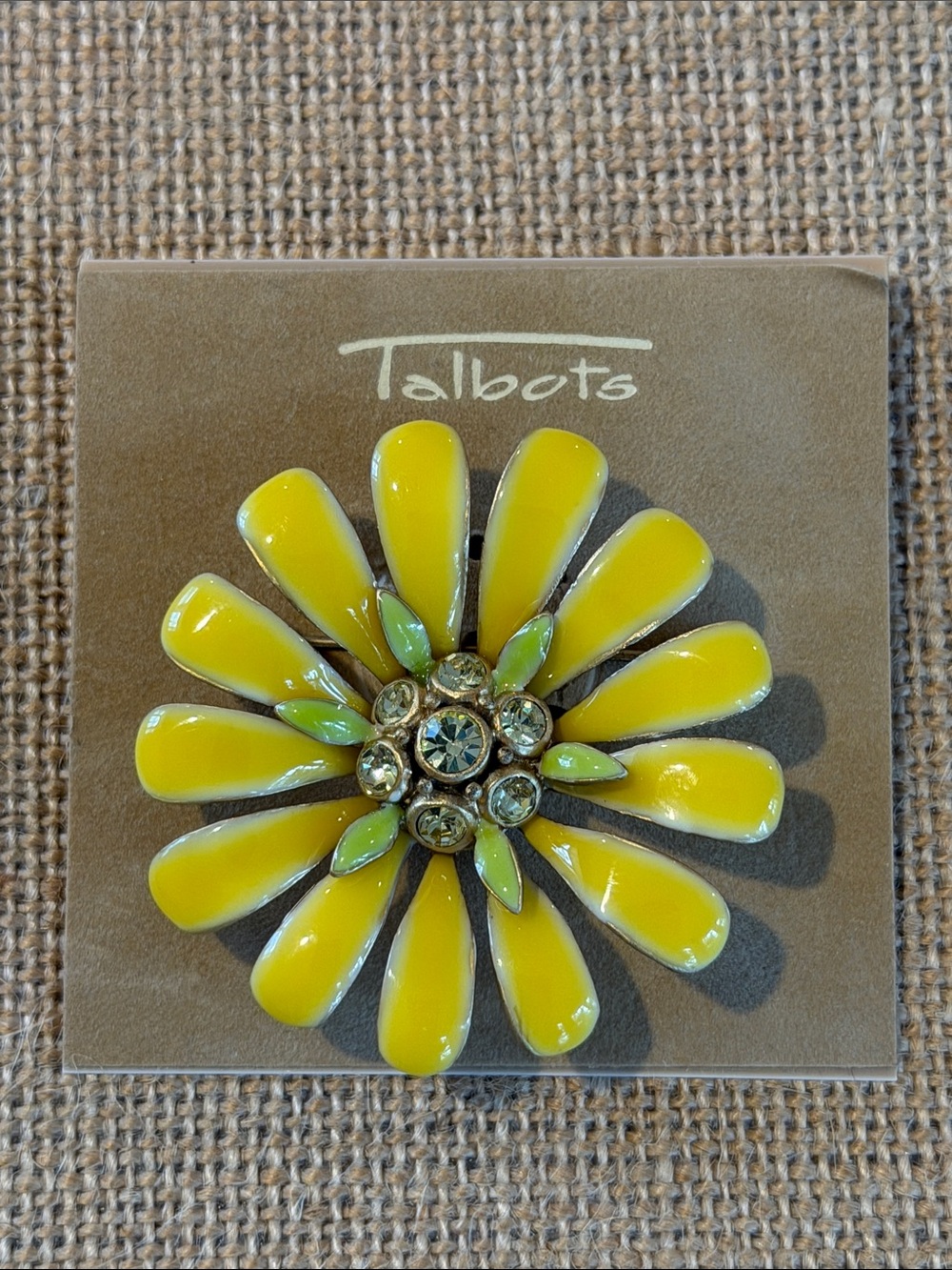 Talbots Flower Power Yellow Enamel Daisy Brooch.  Vintage.  (New)